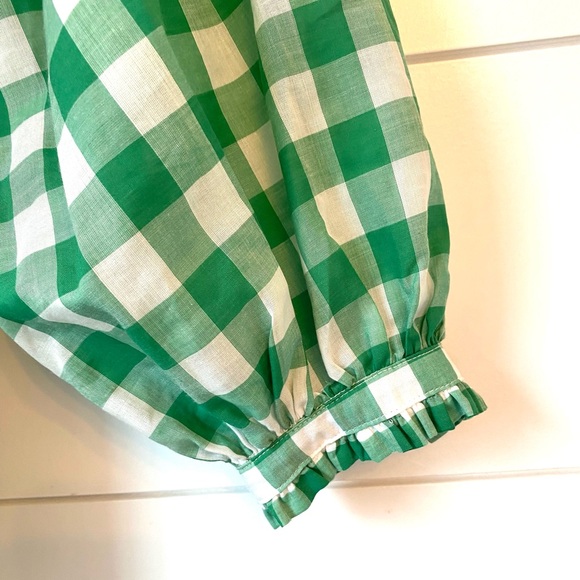 NWT Emerson Fry Green & White Gingham Peasant Top. Size small. - Picture 8 of 13